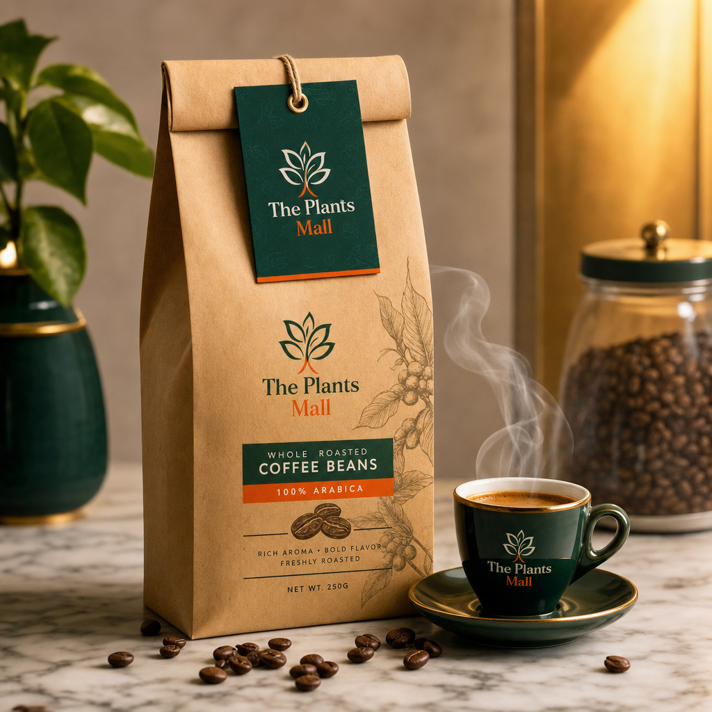 Arabica Dark Roast Coffee kraft bag with espresso cup