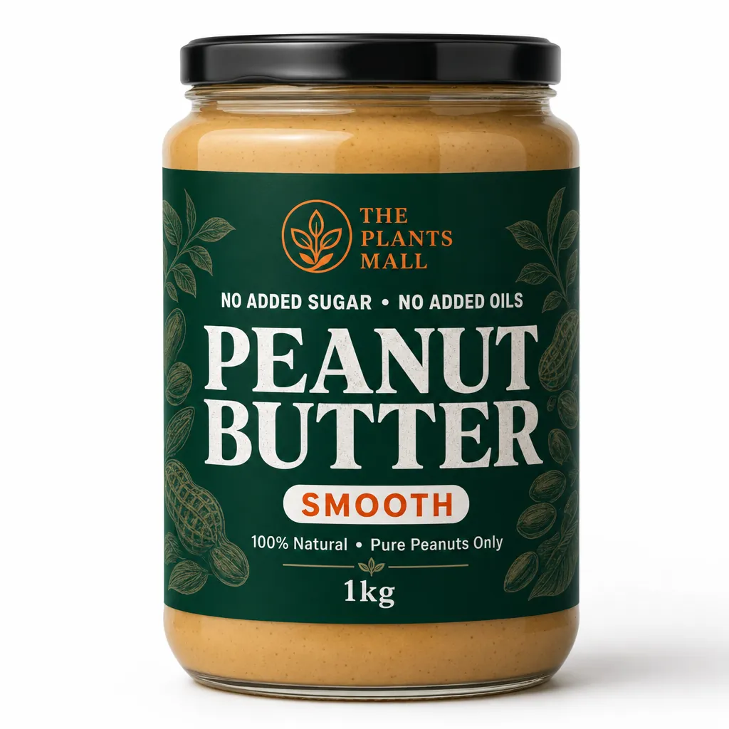 The Plants Mall Natural Peanut Butter Smooth — No Added Sugar No Added Oils