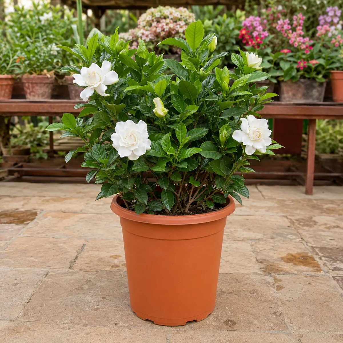 Gardenia (Gandhraj) photographed at a professional Lahore nursery