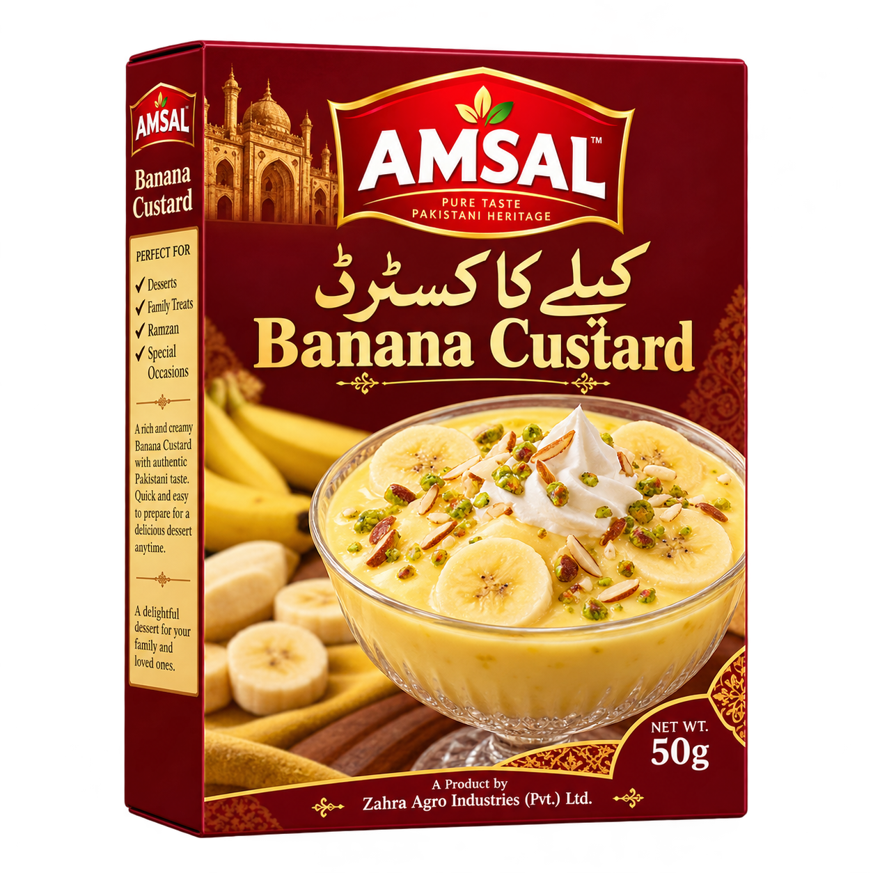 Amsal Banana Custard, 50g box