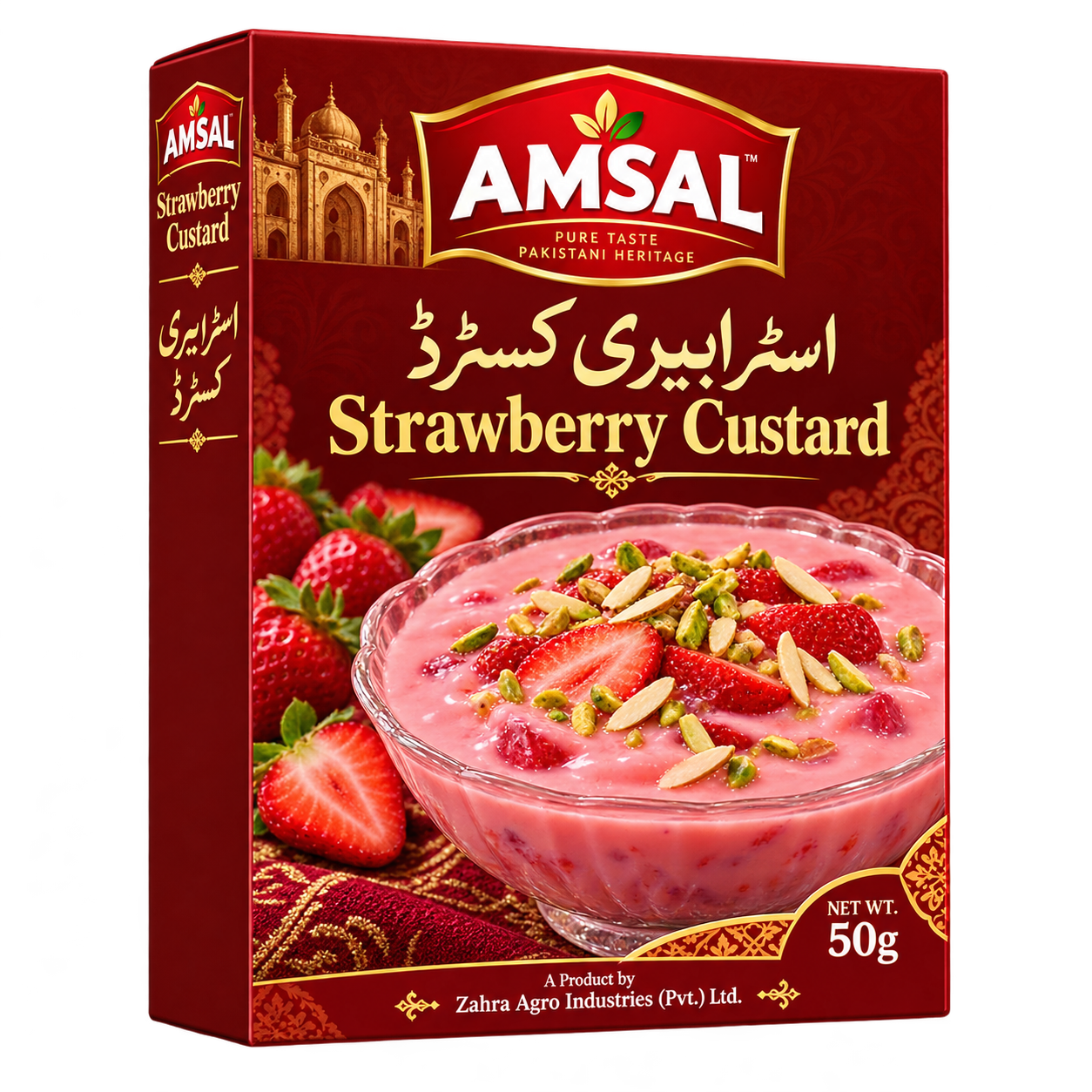 Amsal Strawberry Custard, 50g box