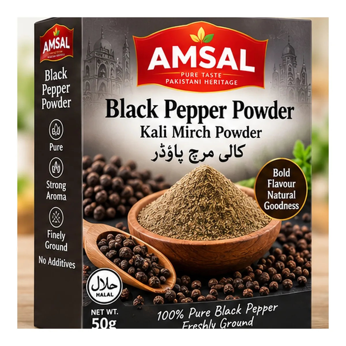 Amsal Black Pepper Powder packaging