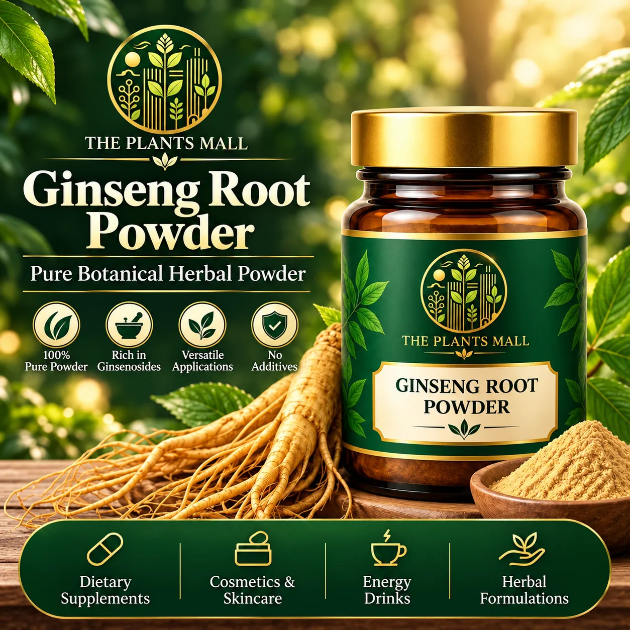 The Plants Mall Ginseng Root Extract Powder in branded packaging