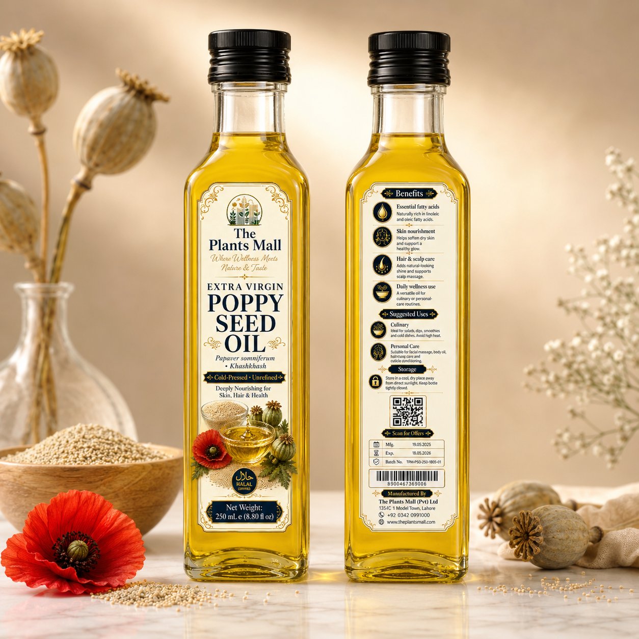 Extra Virgin Poppy Seed Oil | Cold-Pressed
