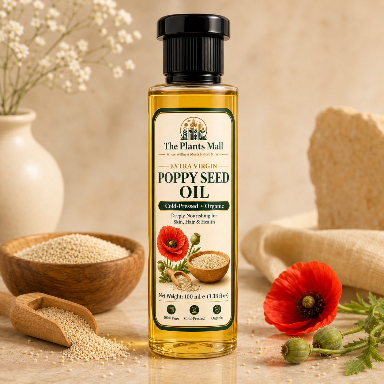 Extra Virgin Poppy Seed Oil | Cold-Pressed