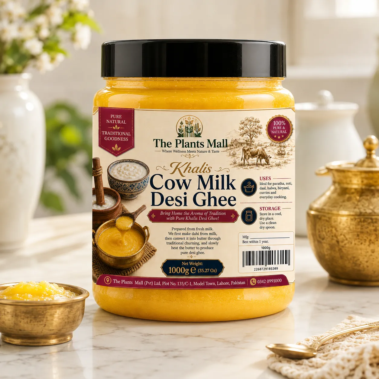 Traditionally churned pure cow milk desi ghee – Khalis Ghee made from fresh dahi butter