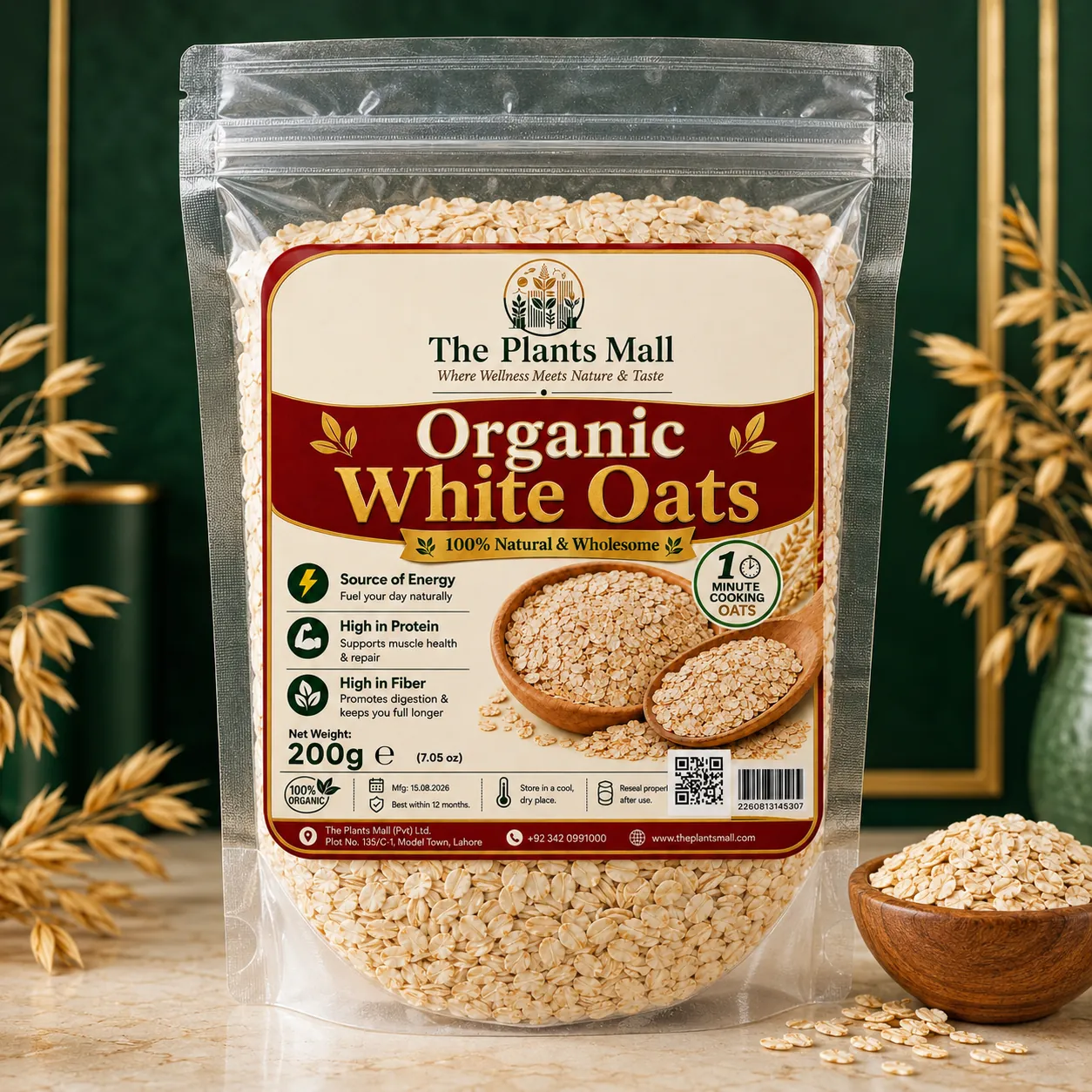Organic White Oats one minute cooking quick-cooking rolled oats