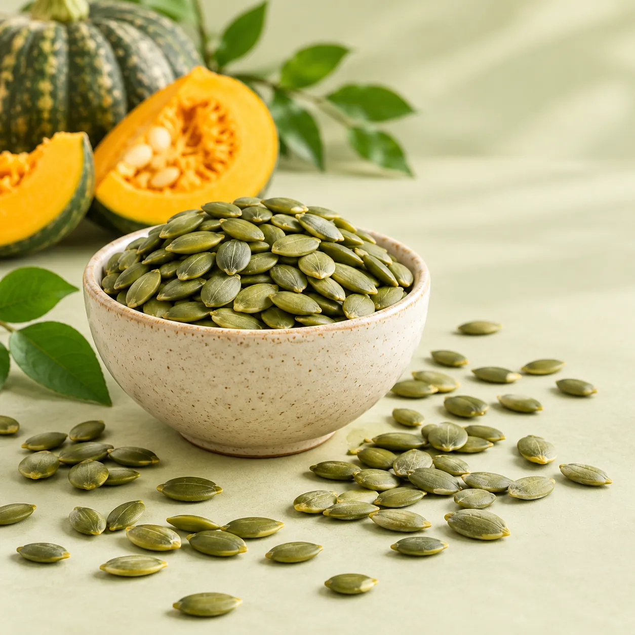 Organic Pumpkin seeds without shell, also called shelled pumpkin seeds or pepitas, from The Plants Mall.