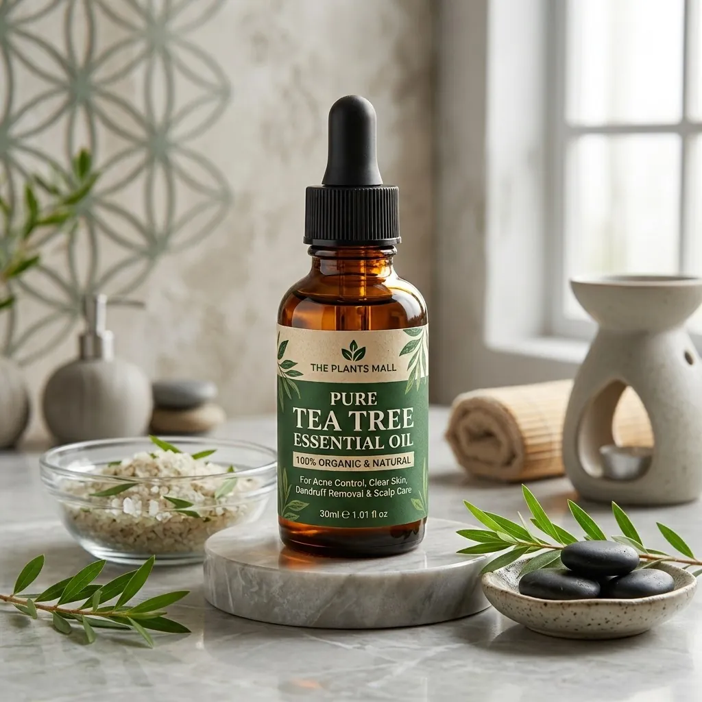 Dabbing diluted tea tree oil onto a facial blemish using a cotton bud for natural acne spot care