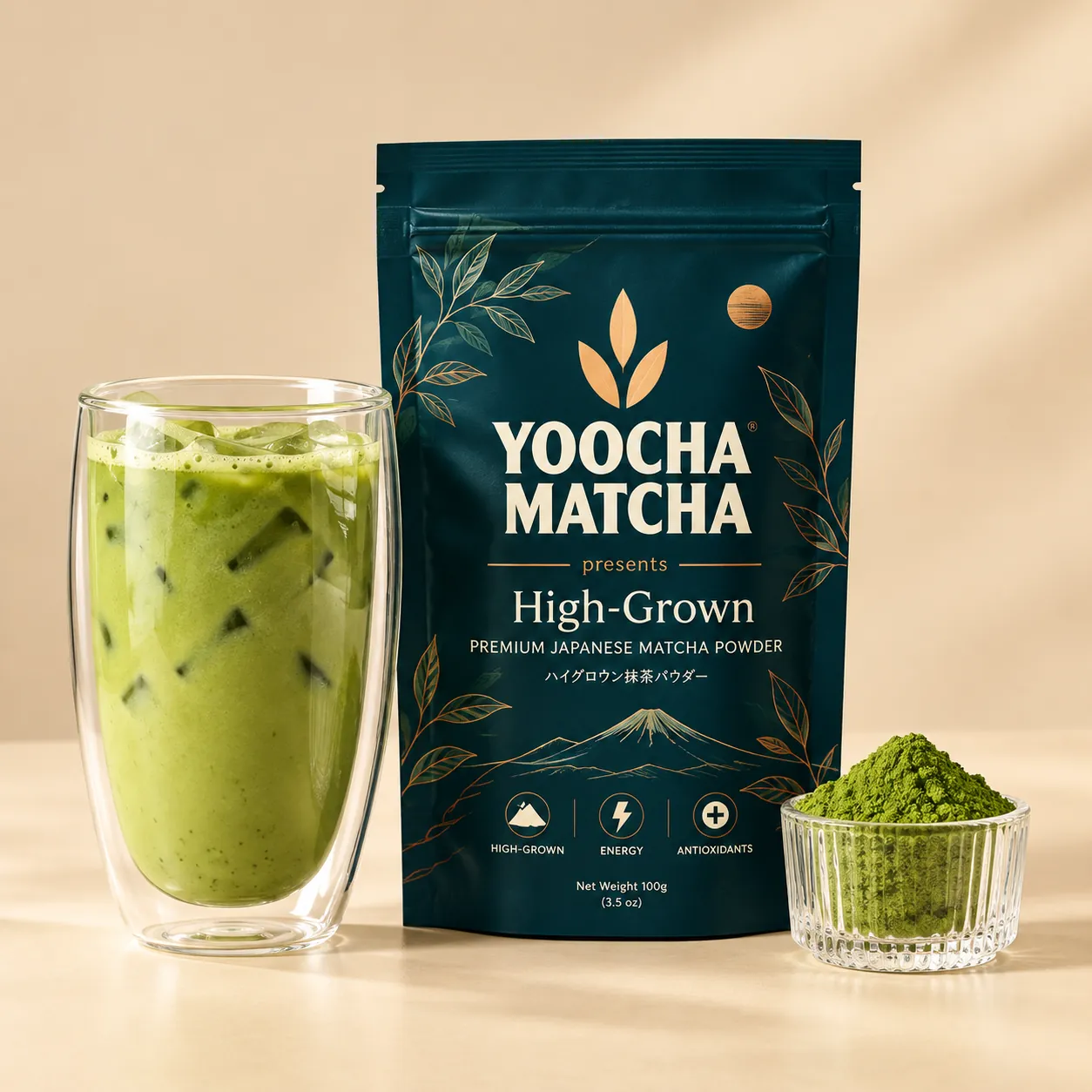 YOOCHA MATCHA Premium Japanese Matcha Powder in retail packaging.