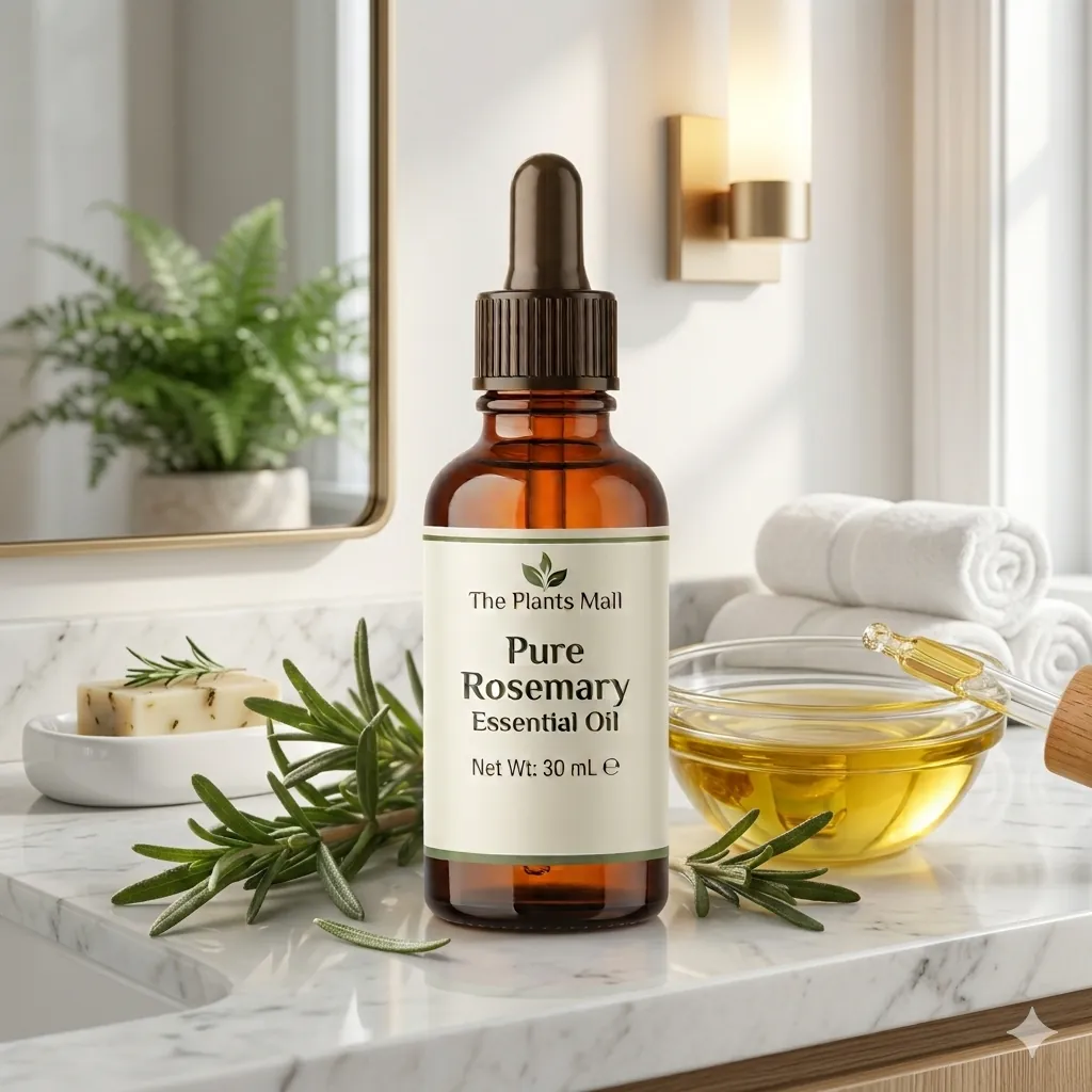 The Plants Mall Pure Moroccan Argan Carrier Oil 30ml amber bottle with dropper on a premium vanity background